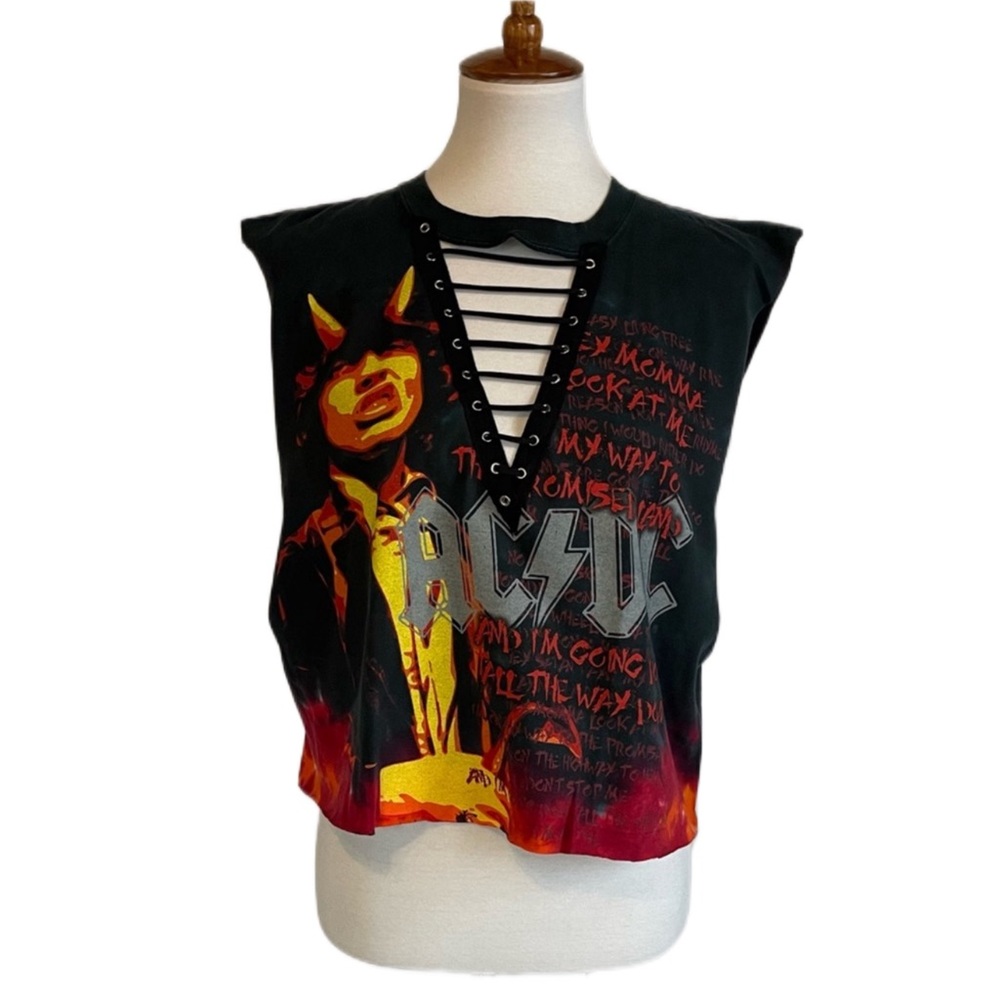 AC/DC Lace Up Crop Top